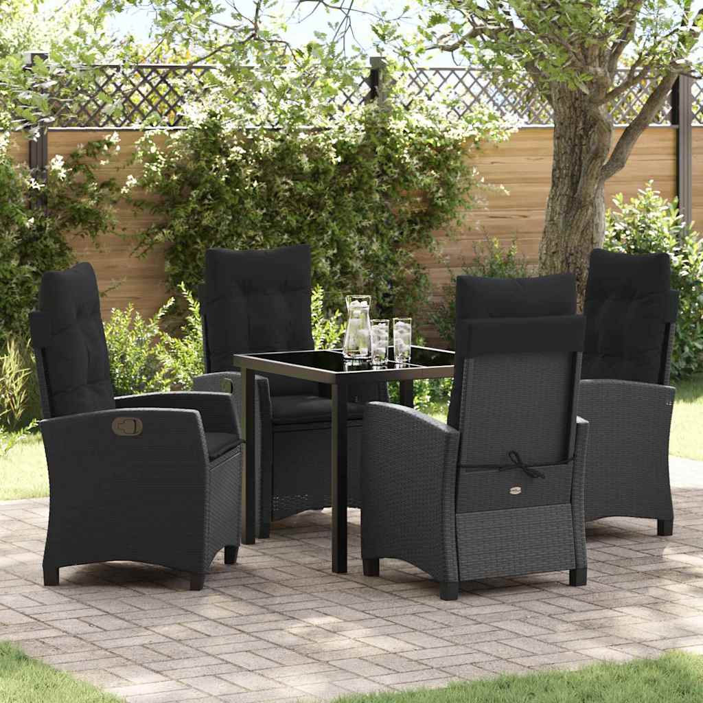 Have Spisebordssæt med pude 5 pcs Sort polyrattan