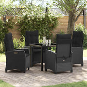 Have Spisebordssæt med pude 5 pcs Sort polyrattan