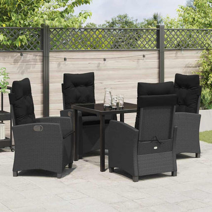 Have Spisebordssæt med pude 5 pcs Sort polyrattan