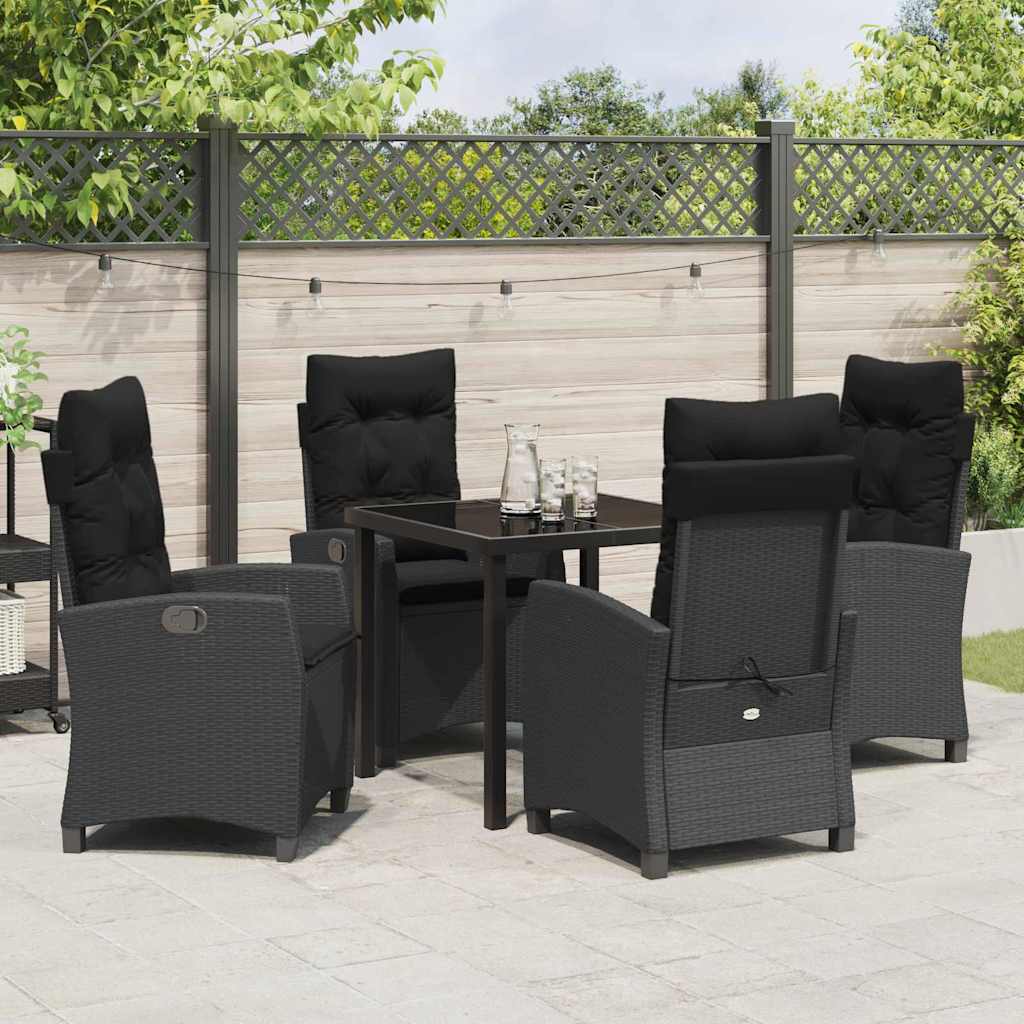 Have Spisebordssæt med pude 5 pcs Sort polyrattan