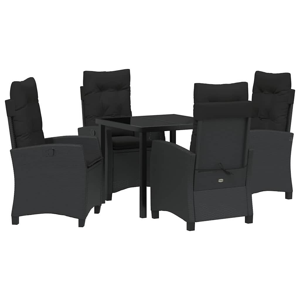 Have Spisebordssæt med pude 5 pcs Sort polyrattan