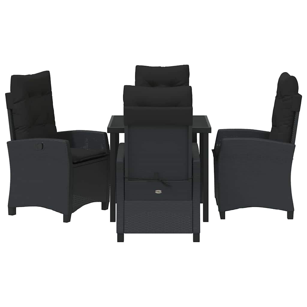 Have Spisebordssæt med pude 5 pcs Sort polyrattan