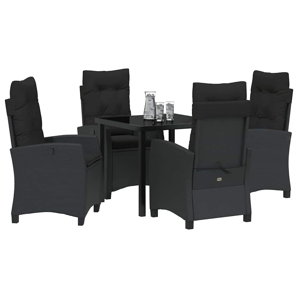 Have Spisebordssæt med pude 5 pcs Sort polyrattan