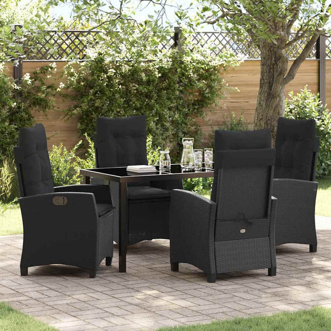 Have Spisebordssæt 5 stk. Sort polyrattan