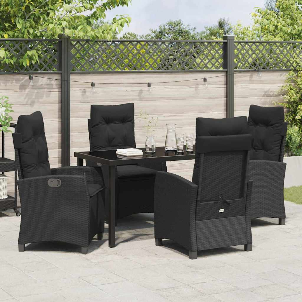 Have Spisebordssæt med pude 5 pcs Sort polyrattan