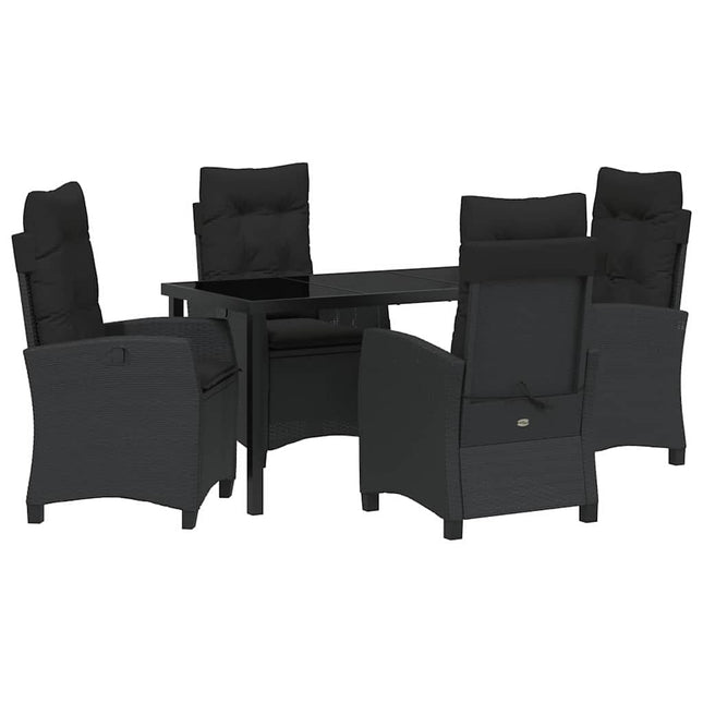 Have Spisebordssæt 5 stk. Sort polyrattan
