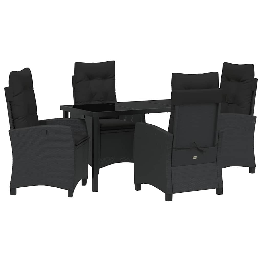 Have Spisebordssæt med pude 5 pcs Sort polyrattan