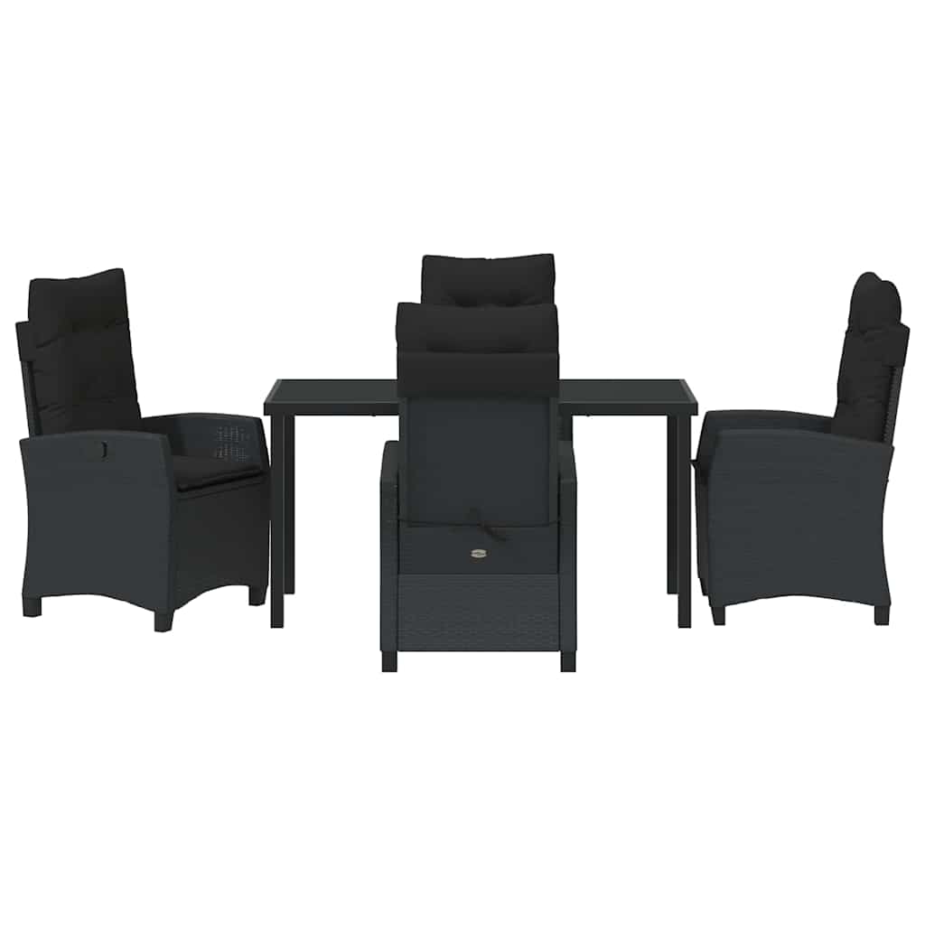 Have Spisebordssæt med pude 5 pcs Sort polyrattan