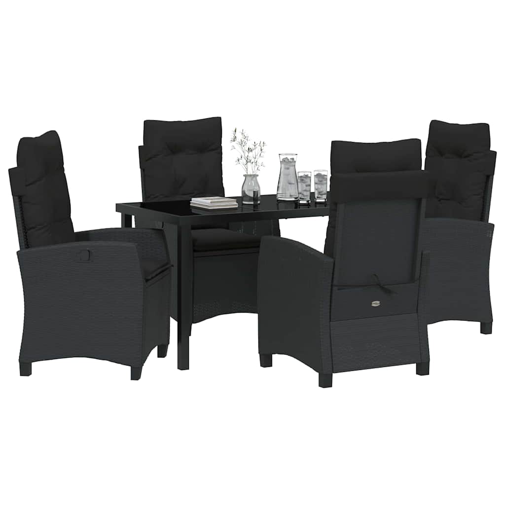 Have Spisebordssæt med pude 5 pcs Sort polyrattan