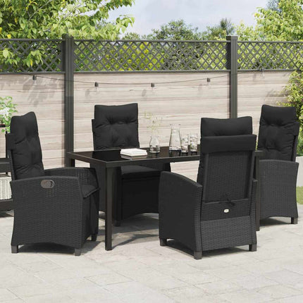 Have Spisebordssæt med pude 5 pcs Sort polyrattan
