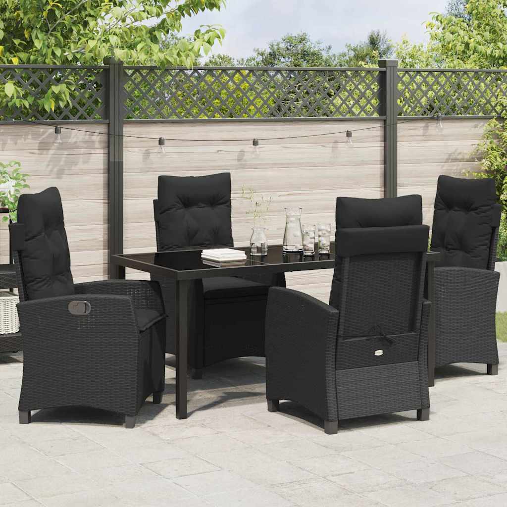 Have Spisebordssæt med pude 5 pcs Sort polyrattan