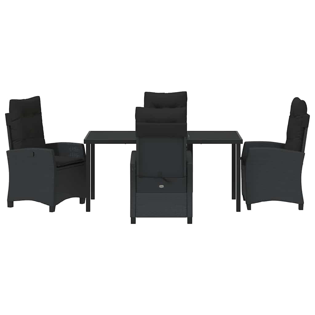 Have Spisebordssæt med pude 5 pcs Sort polyrattan