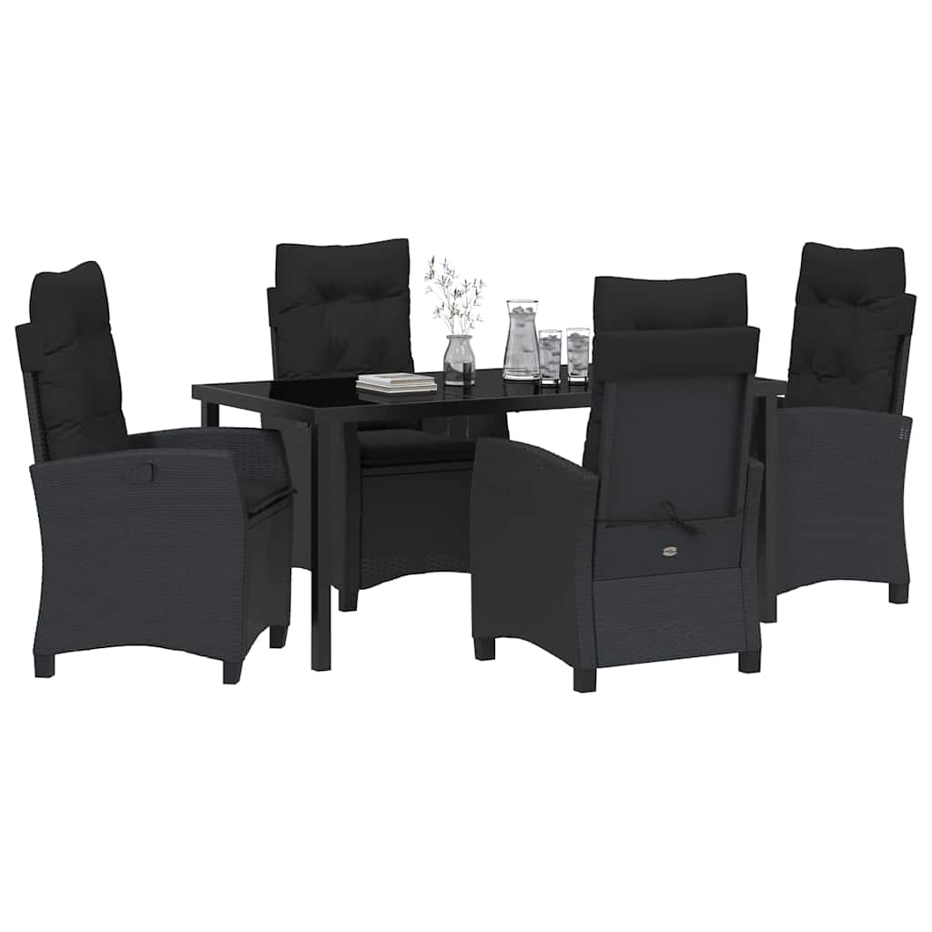 Have Spisebordssæt med pude 5 pcs Sort polyrattan