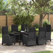 Have Spisebordssæt med pude 7 pcs Sort polyrattan