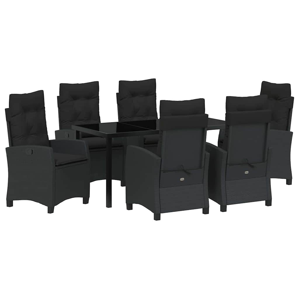 Have Spisebordssæt med pude 7 pcs Sort polyrattan