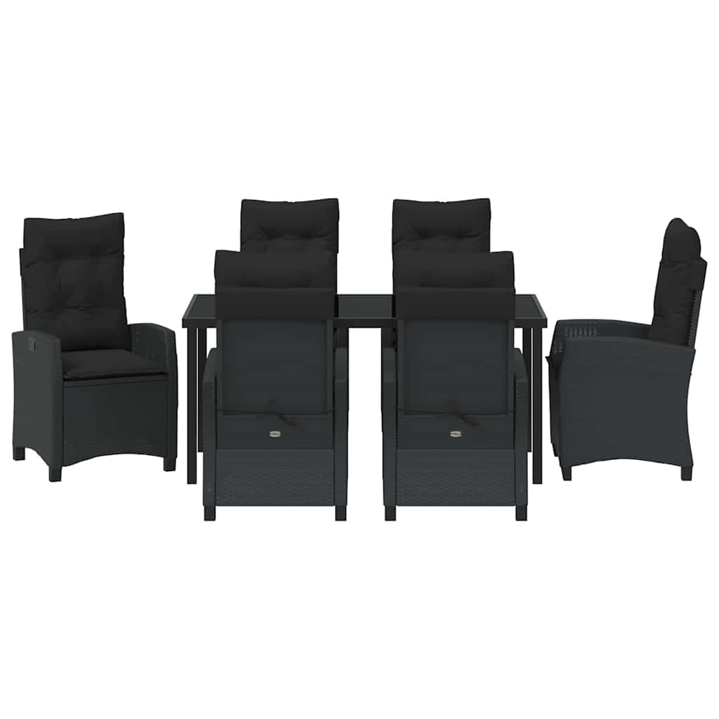 Have Spisebordssæt med pude 7 pcs Sort polyrattan