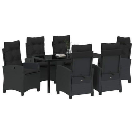 Have Spisebordssæt med pude 7 pcs Sort polyrattan