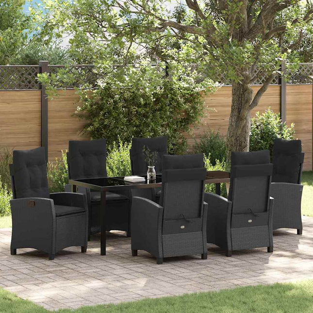 Have Spisebordssæt 7 stk. Sort polyrattan