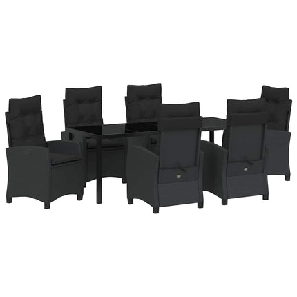 Have Spisebordssæt med pude 7 pcs Sort polyrattan