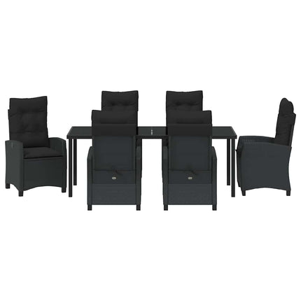 Have Spisebordssæt med pude 7 pcs Sort polyrattan