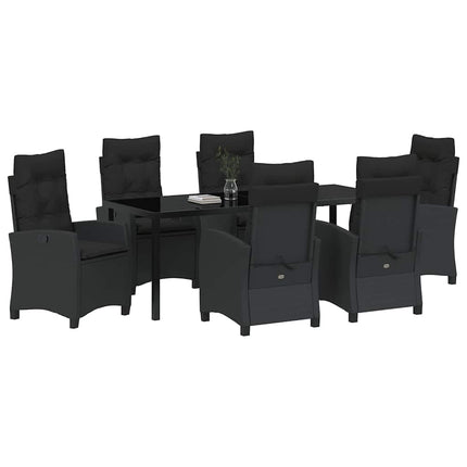 Have Spisebordssæt med pude 7 pcs Sort polyrattan