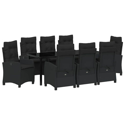 Have Spisebordssæt med pude 9 pcs Sort polyrattan