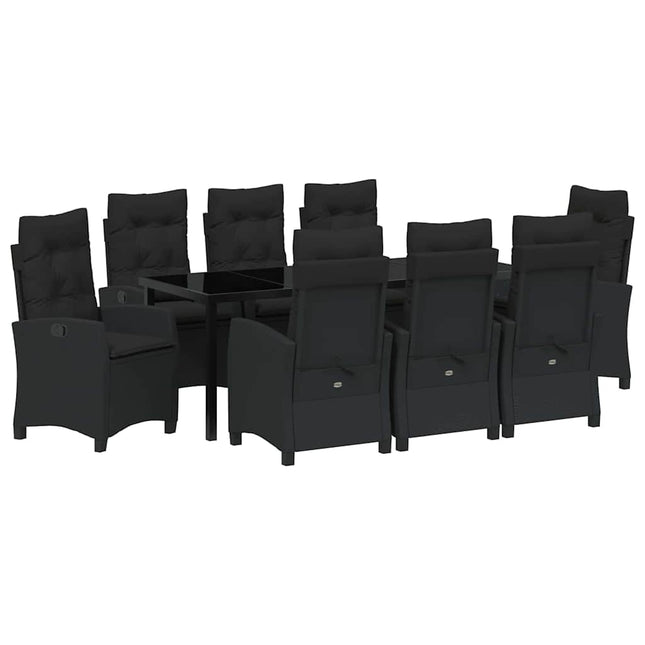 Have Spisebordssæt 9 stk. Sort polyrattan