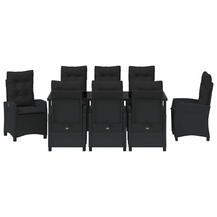 Have Spisebordssæt med pude 9 pcs Sort polyrattan