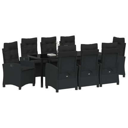 Have Spisebordssæt med pude 9 pcs Sort polyrattan