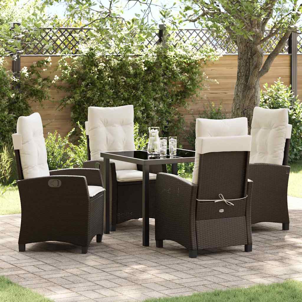 Have Spisebordssæt med pude 5 pcs Brun polyrattan