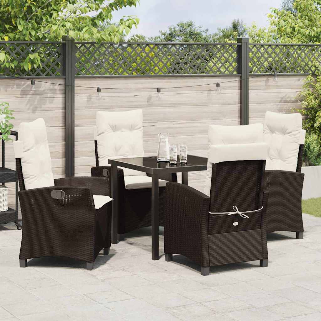Have Spisebordssæt med pude 5 pcs Brun polyrattan