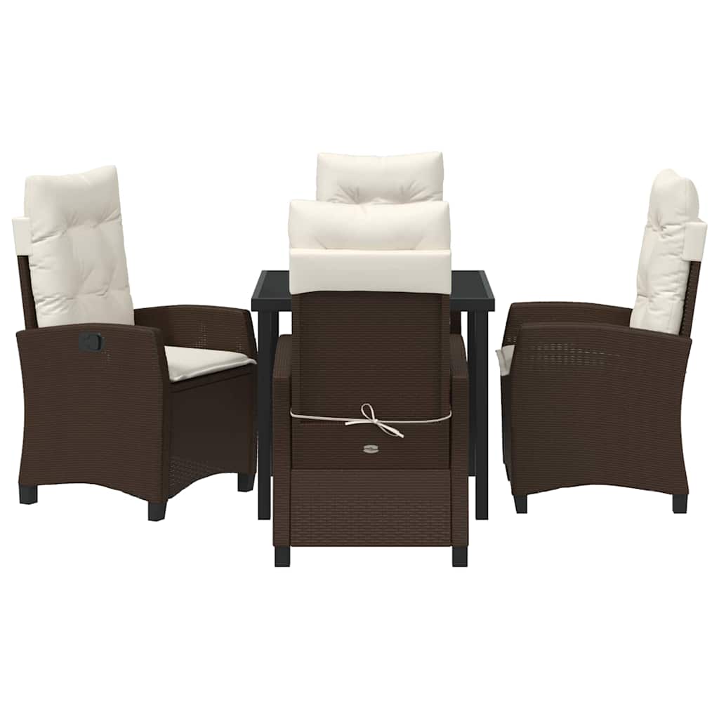 Have Spisebordssæt med pude 5 pcs Brun polyrattan
