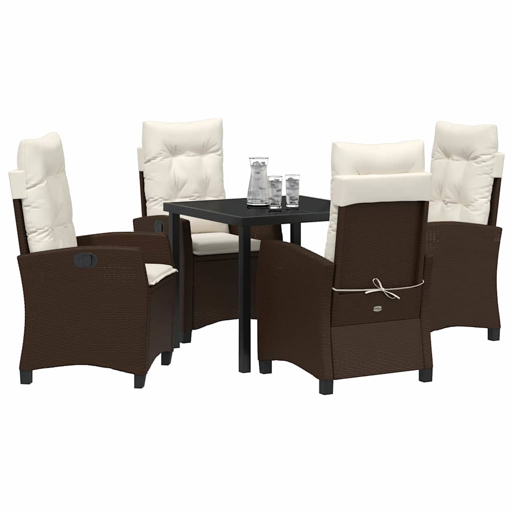 Have Spisebordssæt med pude 5 pcs Brun polyrattan