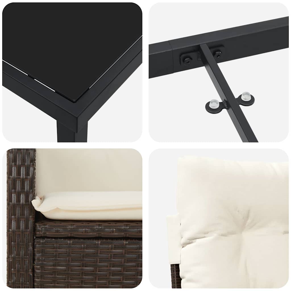 Have Spisebordssæt med pude 5 pcs Brun polyrattan
