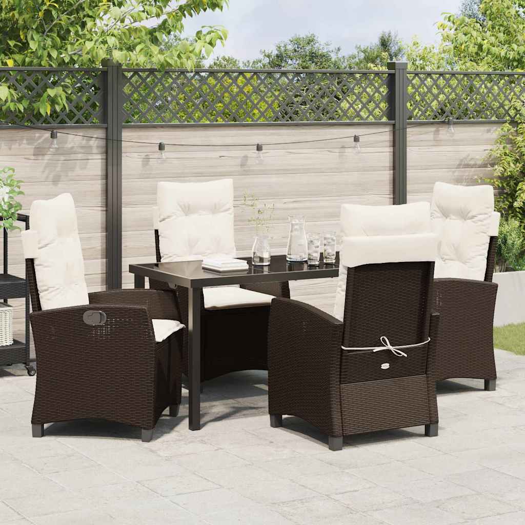 Have Spisebordssæt med pude 5 pcs Brun polyrattan