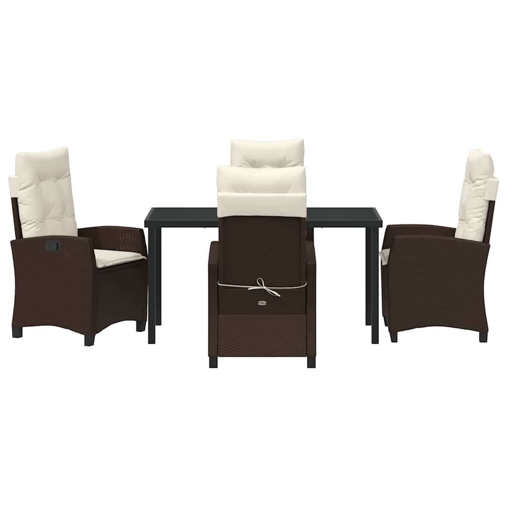 Have Spisebordssæt med pude 5 pcs Brun polyrattan