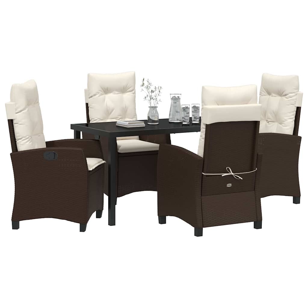 Have Spisebordssæt med pude 5 pcs Brun polyrattan