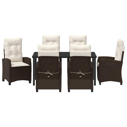 Have Spisebordssæt med pude 7 pcs Brun polyrattan