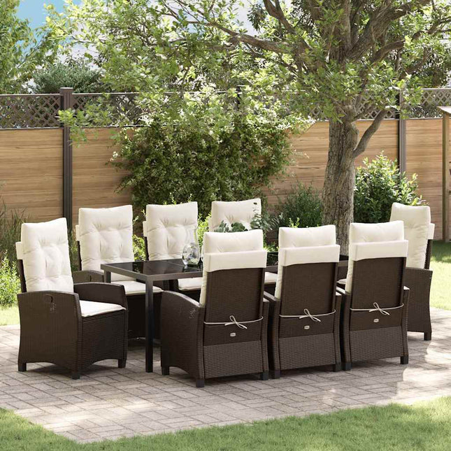 Have Spisebordssæt 9 stk. Brun polyrattan