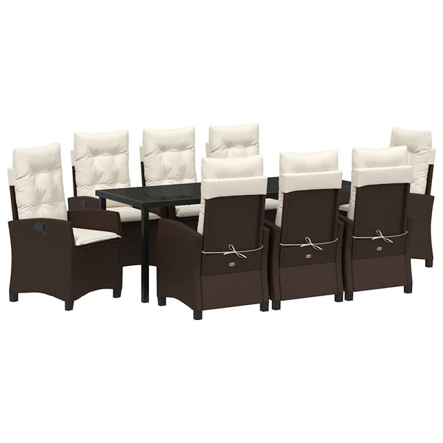 Have Spisebordssæt 9 stk. Brun polyrattan