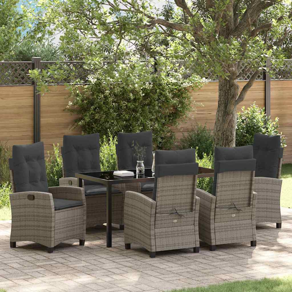 Have Spisebordssæt med pude 7 pcs Grå polyrattan