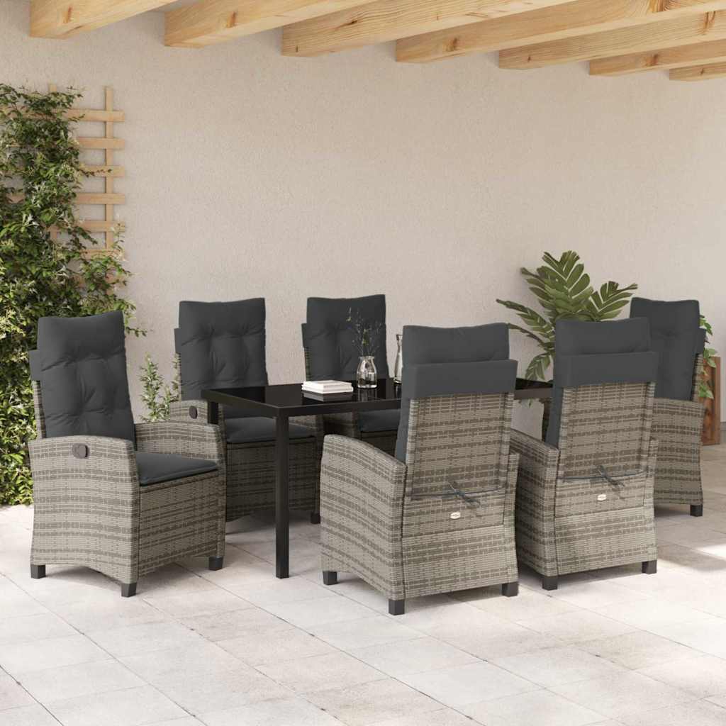 Have Spisebordssæt med pude 7 pcs Grå polyrattan