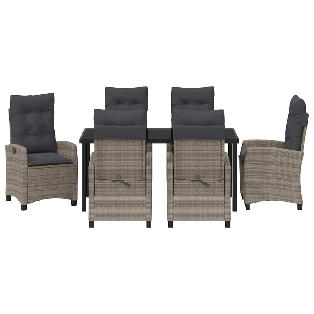 Have Spisebordssæt med pude 7 pcs Grå polyrattan