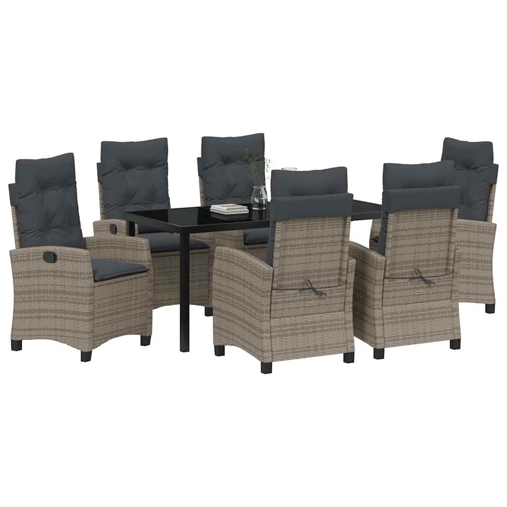 Have Spisebordssæt med pude 7 pcs Grå polyrattan