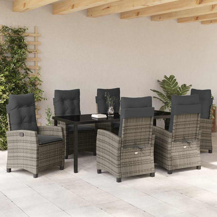 Have Spisebordssæt med pude 7 pcs Grå polyrattan