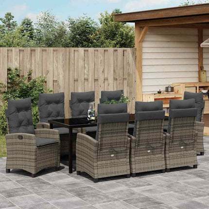 Have Spisebordssæt med pude 9 pcs Grå polyrattan