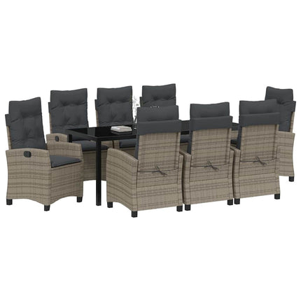 Have Spisebordssæt med pude 9 pcs Grå polyrattan