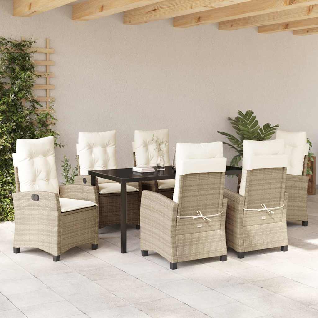 Have Spisebordssæt med pude 7 pcs Beige polyrattan
