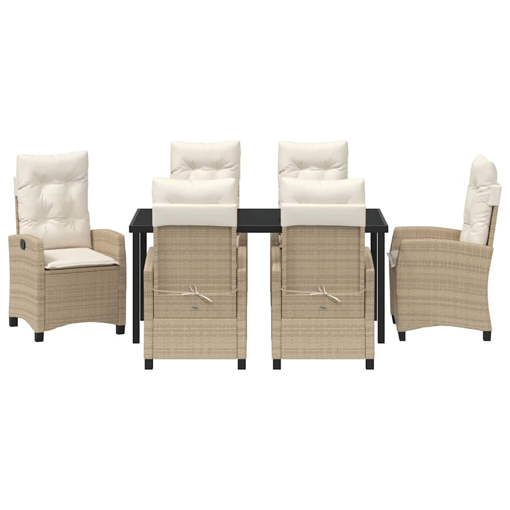 Have Spisebordssæt med pude 7 pcs Beige polyrattan