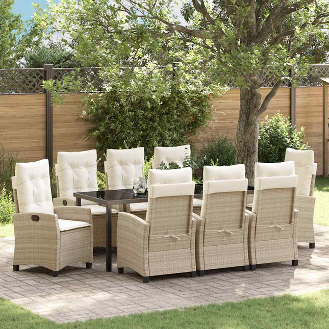 Have Spisebordssæt 9 stk. Beige polyrattan